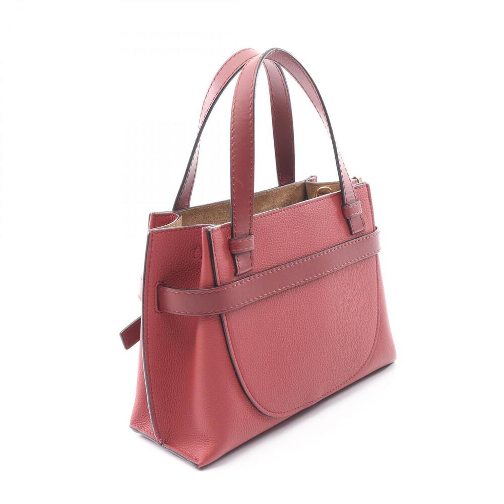 Loewe Top Handle Red Bordeaux Gate Handbag Leather